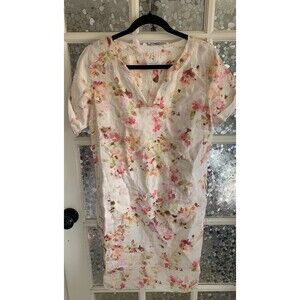 J Jill Love Linen Floral Dress w/Pockets S Missy  Muted Watercolor